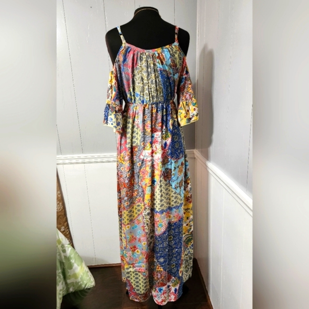 Boho Print Patchwork ,Off Shoulder, Adjustable St… - image 5